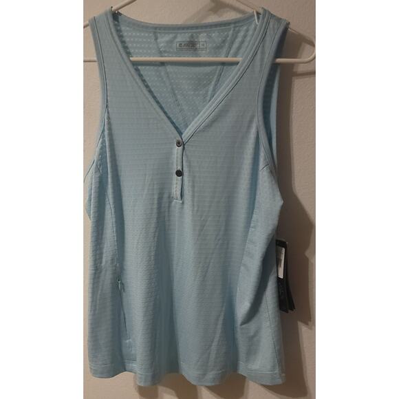 HI-TEC Womens Short Sleeve Perforrmance Shirt Top - Blue Medium NWT $50 Yoga Run - Picture 1 of 8